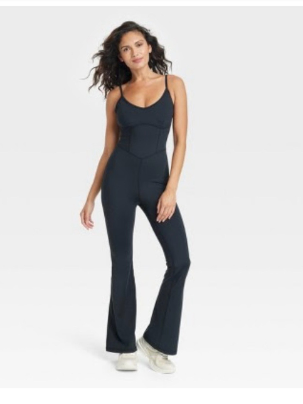 JoyLab Black Spaghetti-Strap Flared Jumpsuit